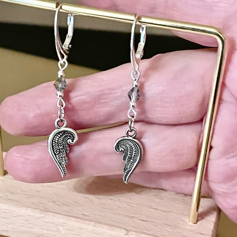 Silver angel wing earrings